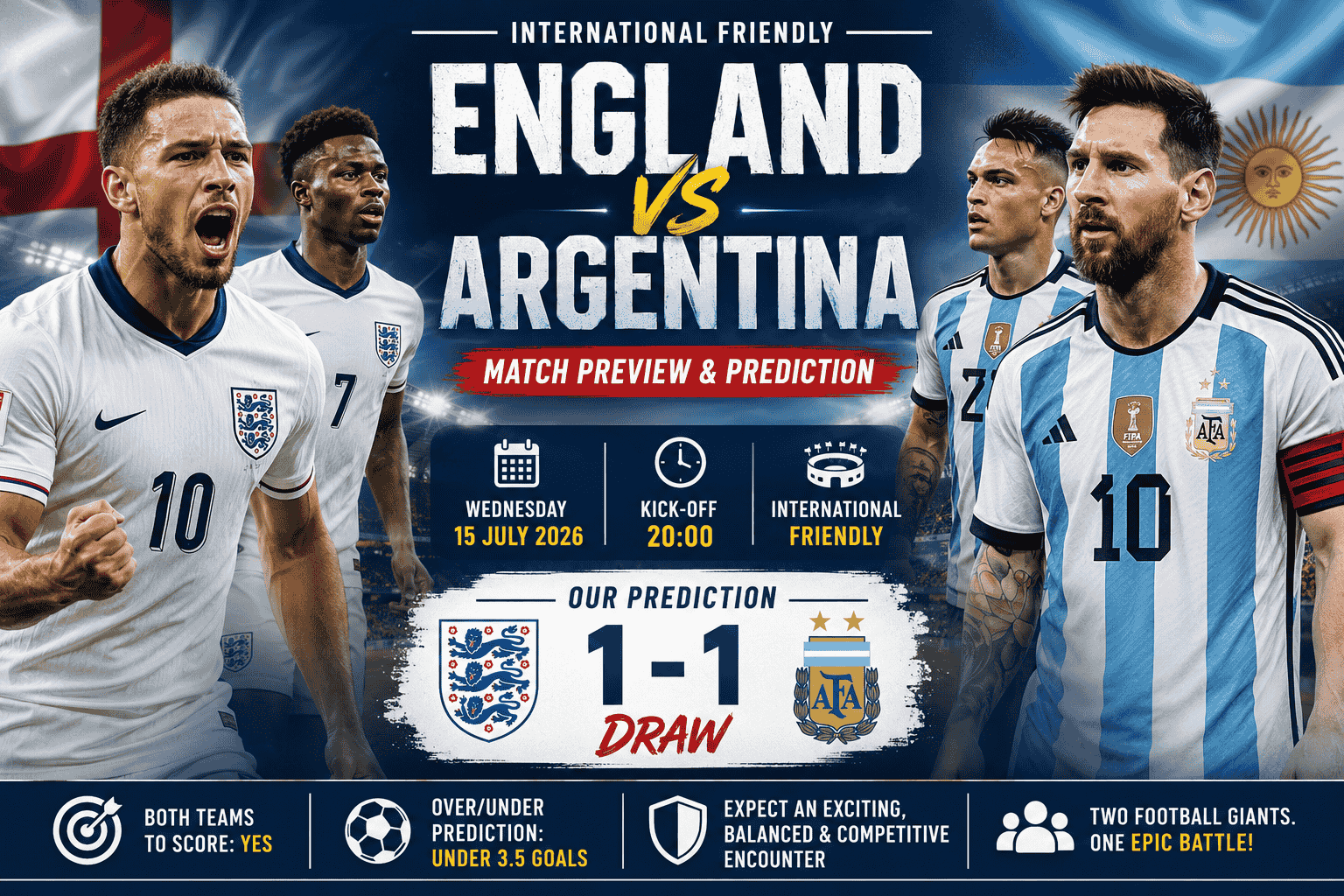 England vs Argentina Match Preview and Prediction photo